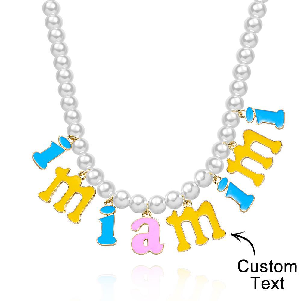 Custom Name Necklace Fashion Pearl Chain Colorful Young Gift - yournamenecklaceuk