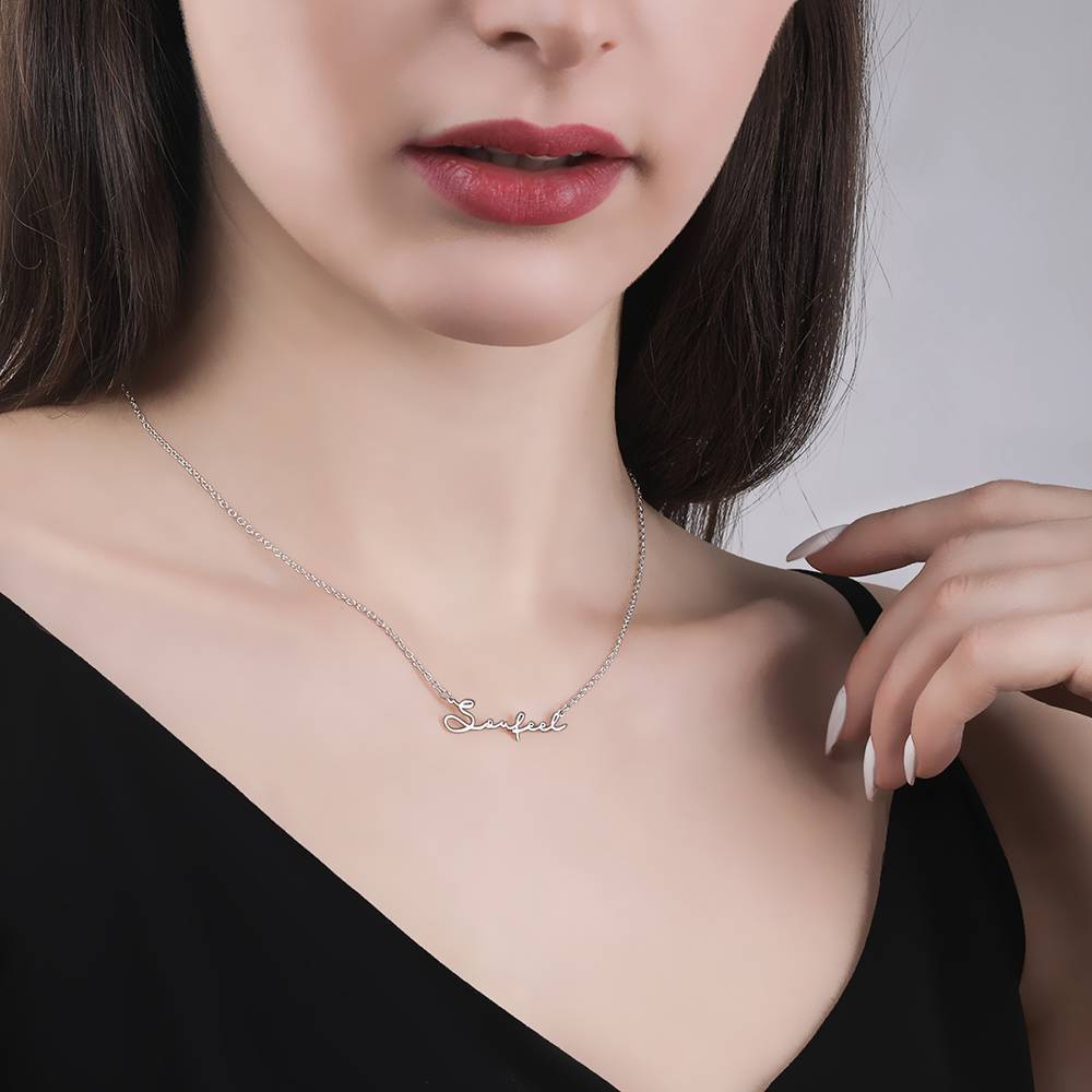 Personalized Name Necklace Signature Style Name Necklace Silver Custom Gift for Her - yournamenecklaceuk
