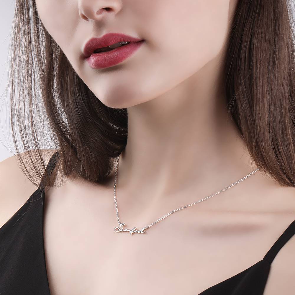 Personalized Name Necklace Signature Style Name Necklace Silver Custom Gift for Her - yournamenecklaceuk