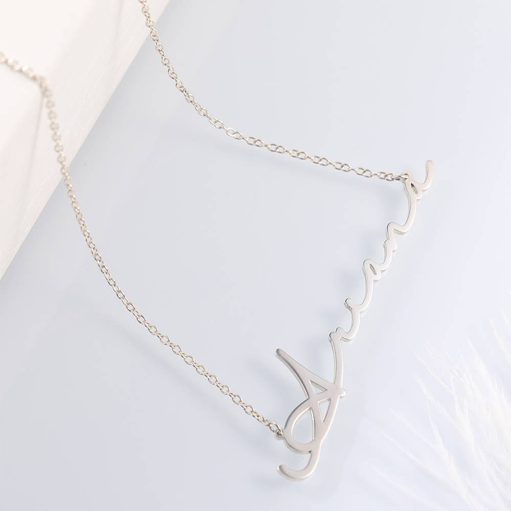 Personalized Name Necklace Signature Style Name Necklace Silver Custom Gift for Her - yournamenecklaceuk