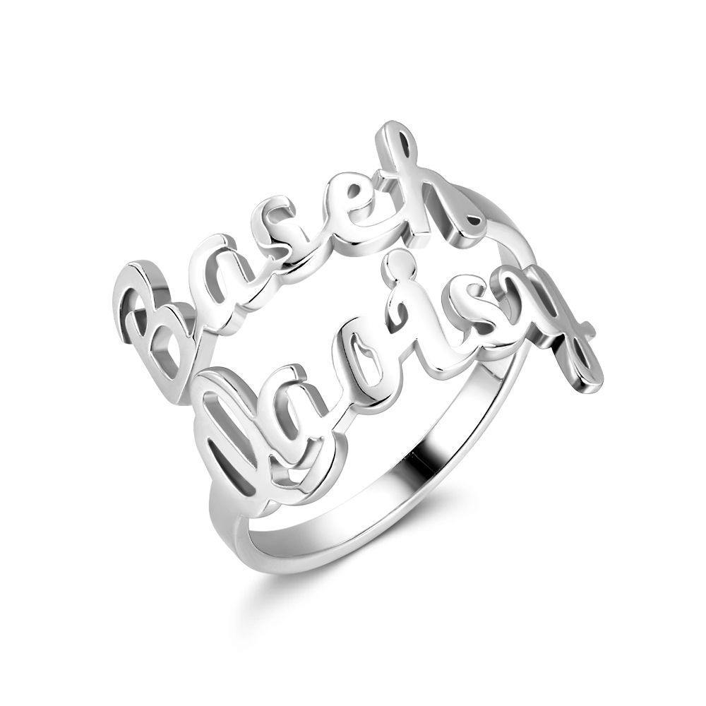 Personalised Two Name Ring Silver - yournamenecklaceuk