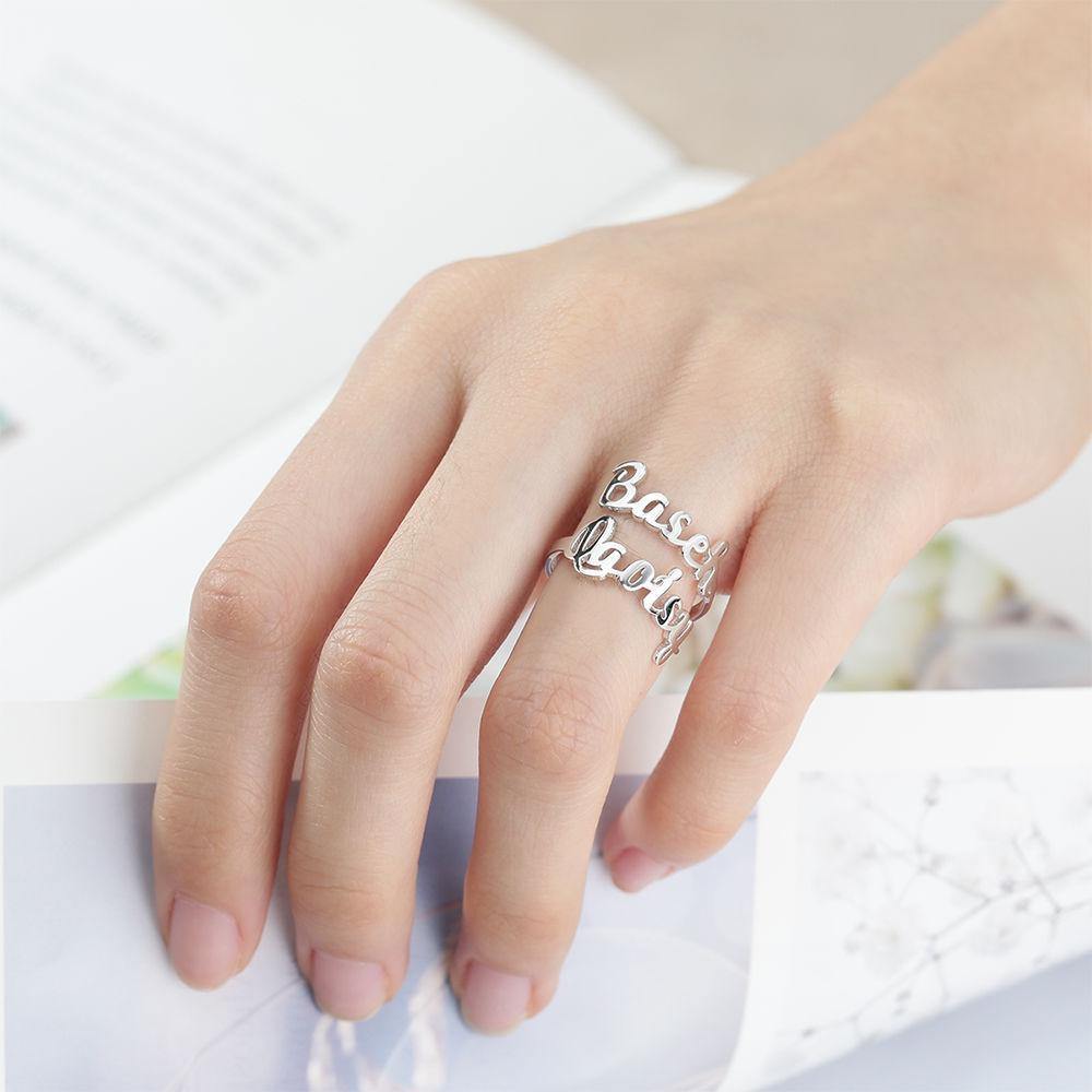 Personalised Two Name Ring Silver - yournamenecklaceuk