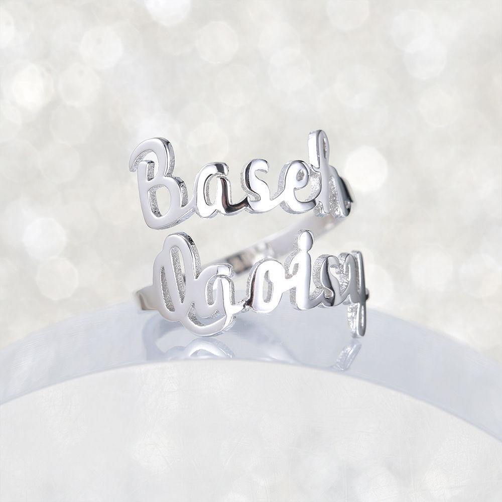 Personalised Two Name Ring Silver - yournamenecklaceuk