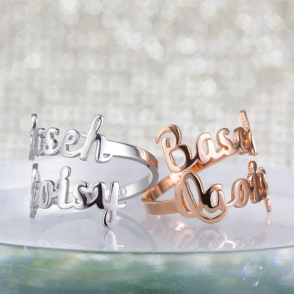 Personalised Two Name Ring Silver - yournamenecklaceuk