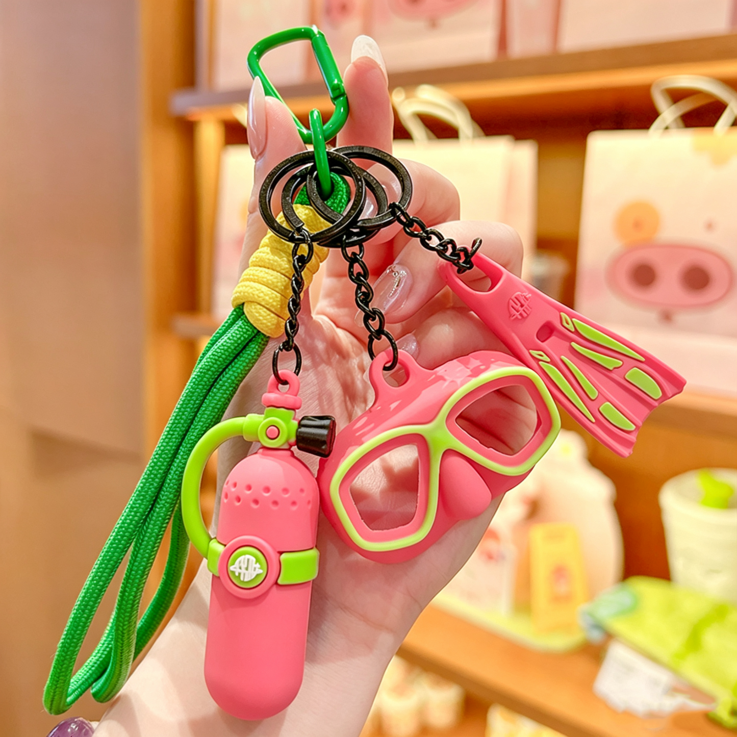 Scuba Diving Gear Keychain Set Mini Oxygen Tank Mask Fins Keyring Bag Pendant Gift -  NameNecklaceUK