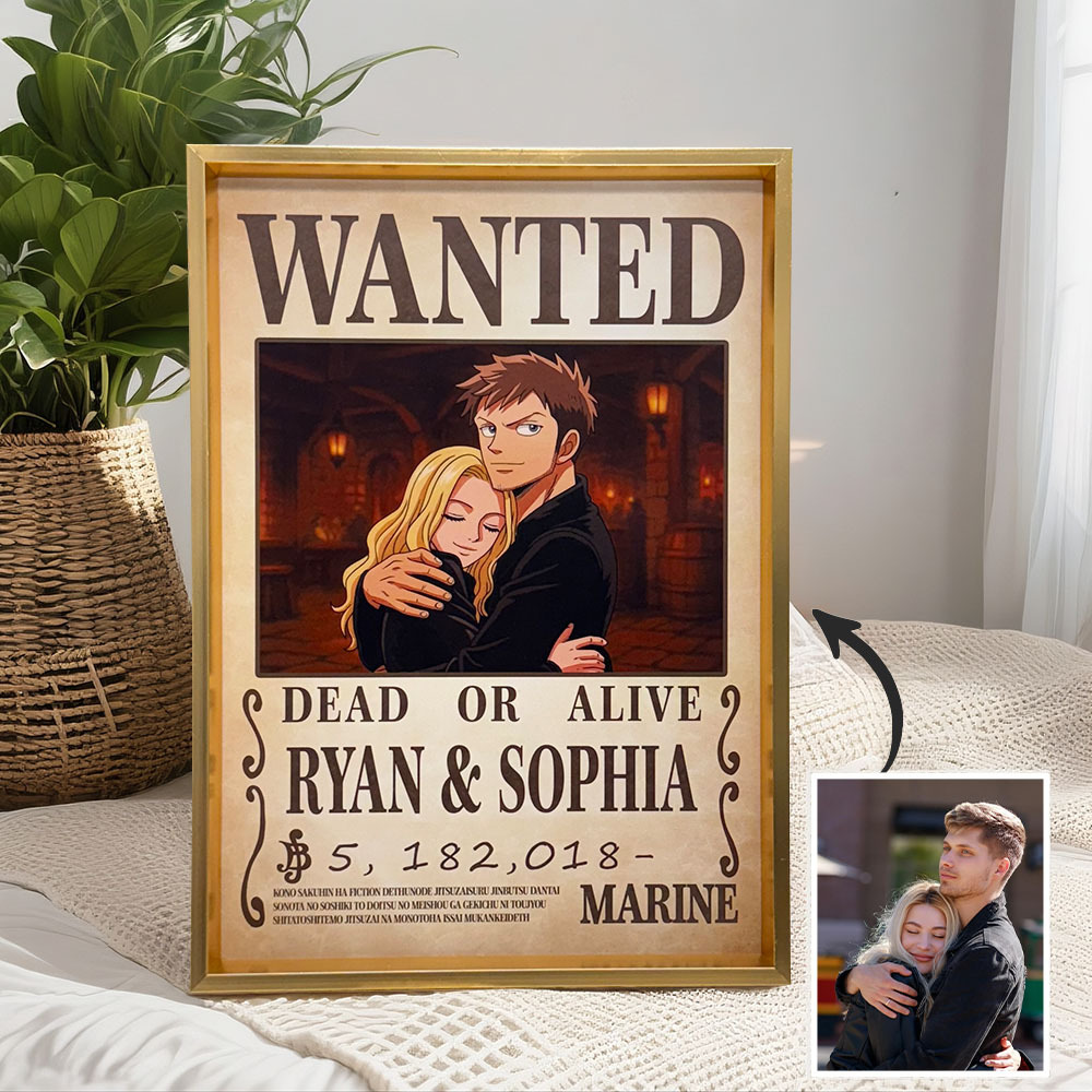 Custom Anime Bounty Couple Portrait Personalized Anime Style Wanted Poster Portrait Unique Captains' Couple Portrait -  NameNecklaceUK