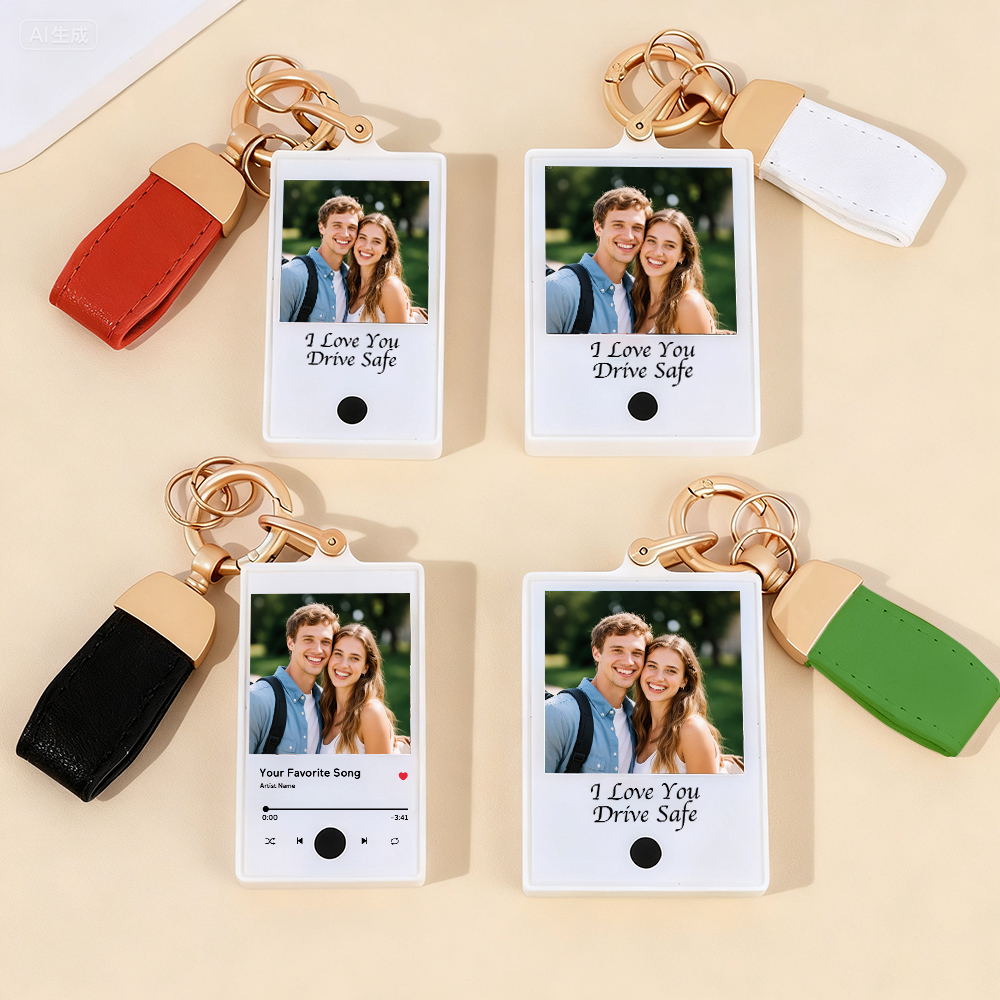 Custom Keychain With Photo and Text – Meaningful Gift with Your Personalized Music or Recording For Dad, Mom, Family, Friends -  NameNecklaceUK