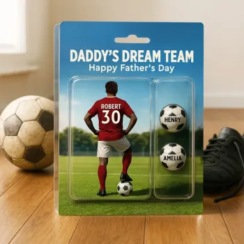 Daddy's Dream Team – Custom Soccer-Themed Personalized Acrylic Block Plaque with Kids' Names, Perfect Father's Day Gift for Dad or Soccer Lover