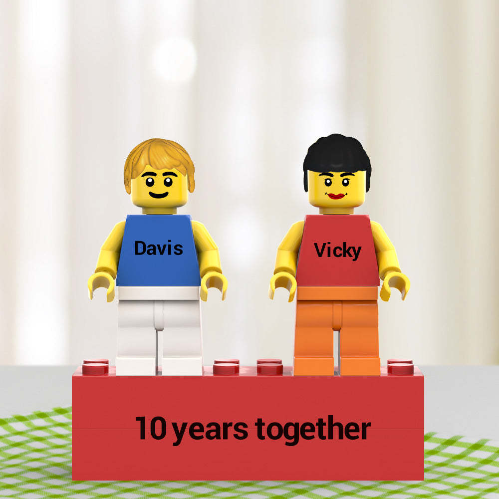 2 People Custom Minifigs Personalized Couple Minifigs - yournamenecklaceuk