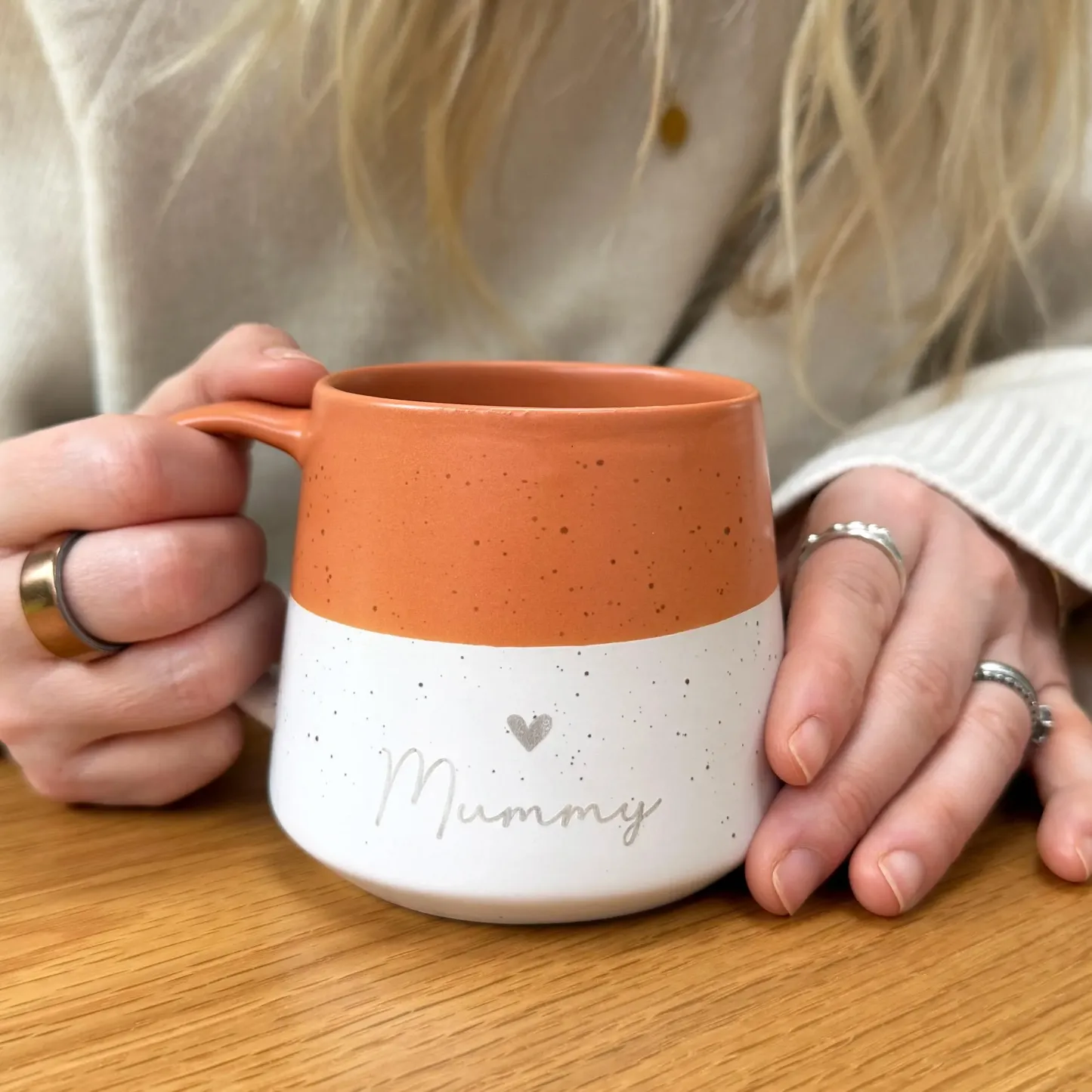 Personalized Heart Name Two Tone Speckled Mug Custom Name Heart Dip Glaze Coffee Cup Gift for Her -  NameNecklaceUK