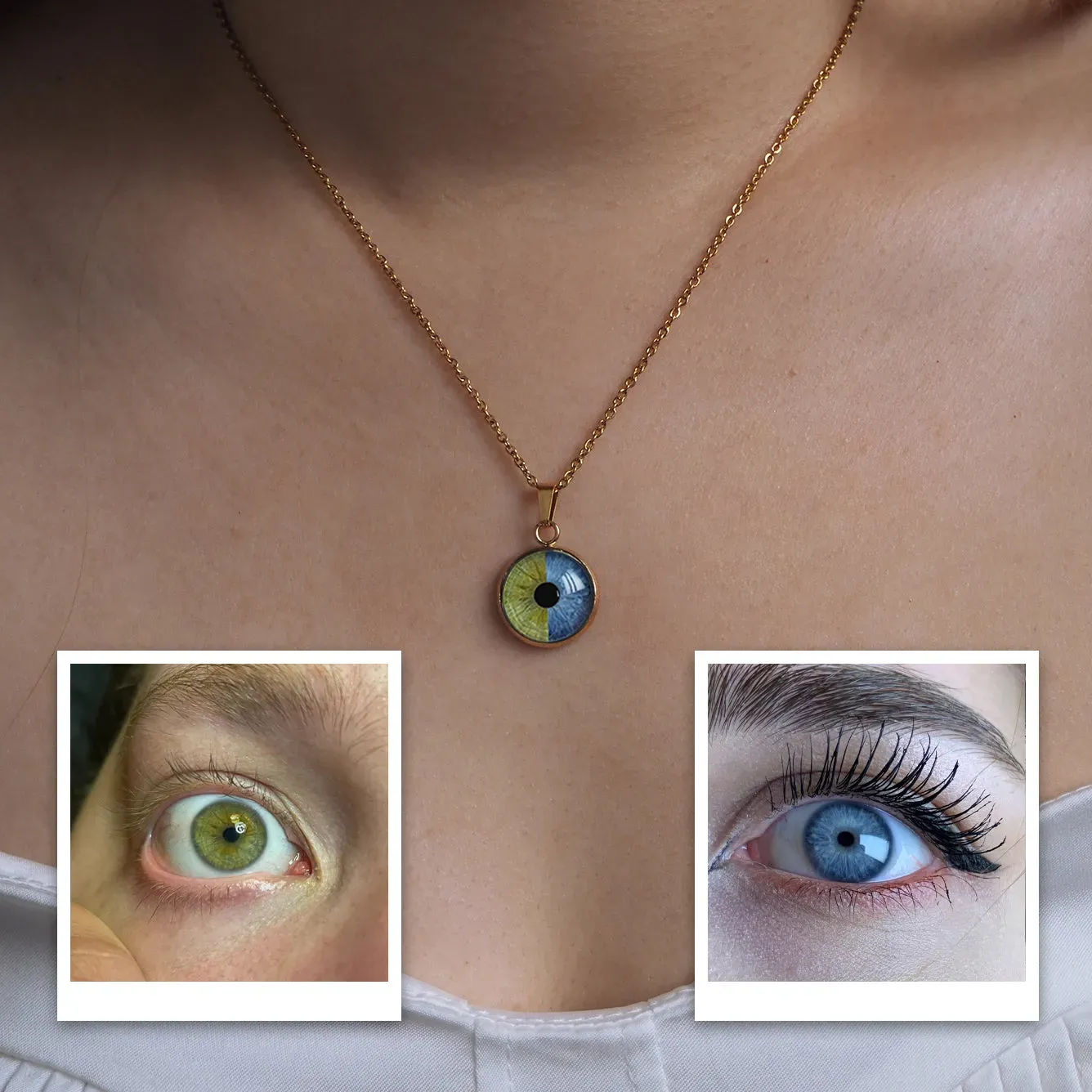 Custom Two-Eye Couple Portrait Pendant Intertwined Souls Dual Eye Necklace Personalized "Our Eyes" Necklace  Anniversary Gift for Couples -  NameNecklaceUK
