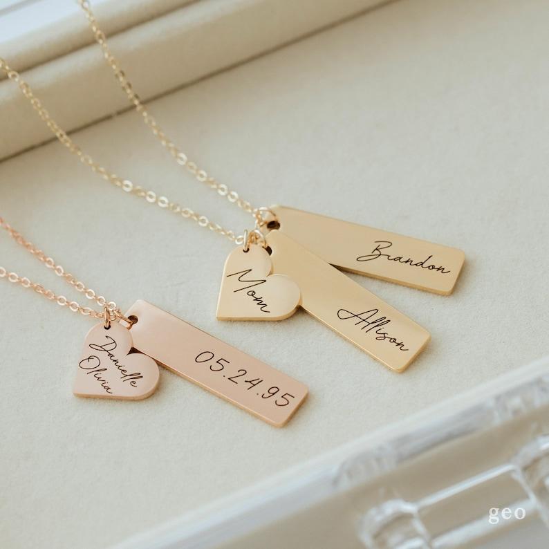 Custom Name Necklace Personalized Gift for Women Mama Necklace for Mom Engraved Gift for Mom Valentine's Day Gift Charm Necklace Mom Jewelry