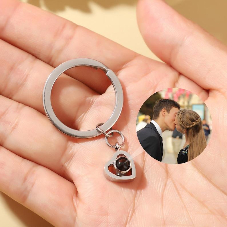 Mother's Day Gifts Personalized Photo Projection Stone Keychain Sunflower Keychain With Photo Birthstone Keychain Gift For Her