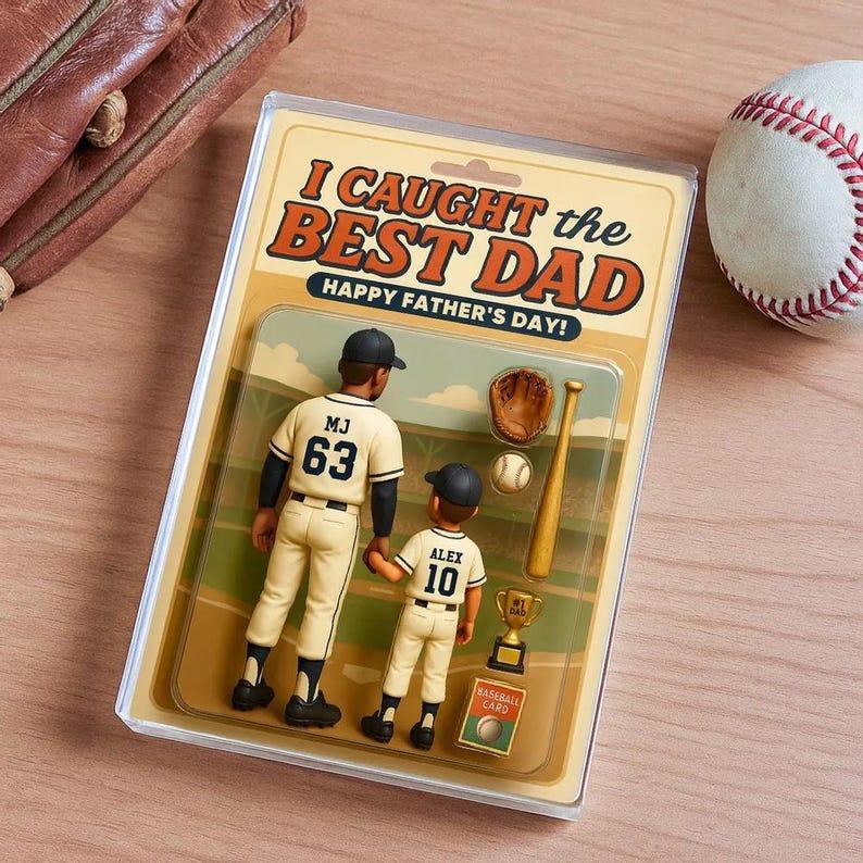 We Caught the Best Dad Baseball Custom Figure Personalized Acrylic Block Plaque, Personalized Father's Day Gift for Dad, Gifts for Husband