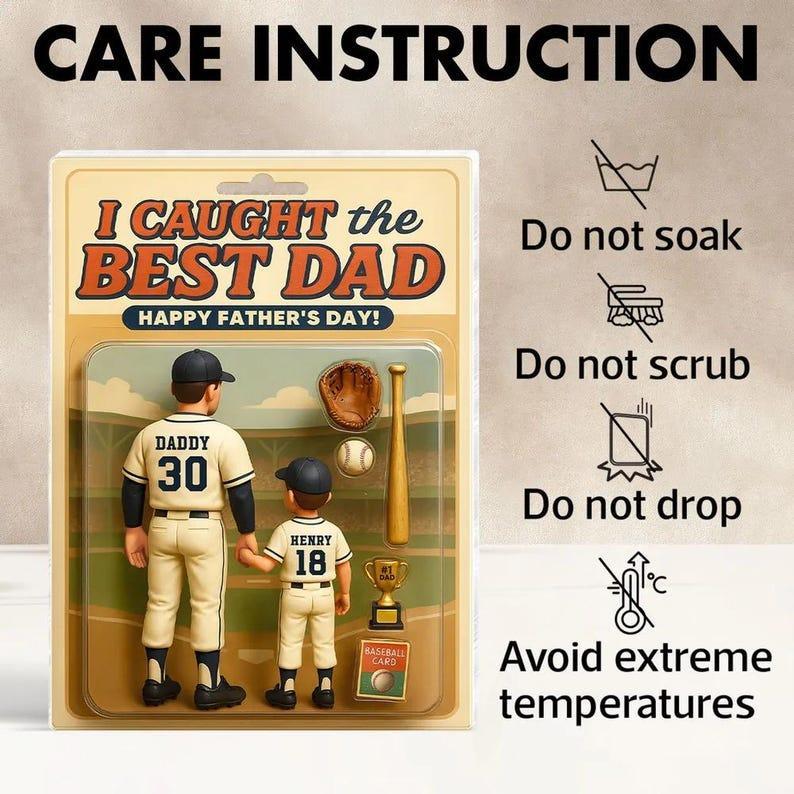 We Caught the Best Dad Baseball Custom Figure Personalized Acrylic Block Plaque, Personalized Father's Day Gift for Dad, Gifts for Husband