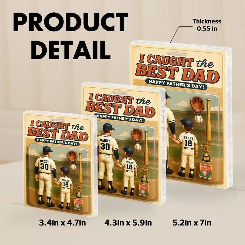 We Caught the Best Dad Baseball Custom Figure Personalized Acrylic Block Plaque, Personalized Father's Day Gift for Dad, Gifts for Husband