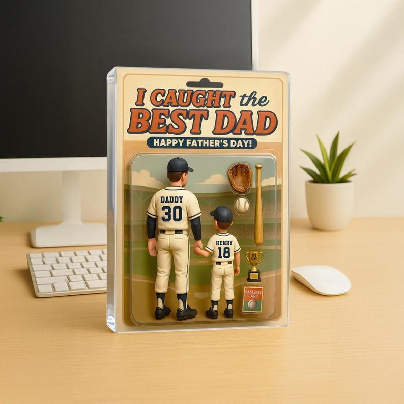 We Caught the Best Dad Baseball Custom Figure Personalized Acrylic Block Plaque, Personalized Father's Day Gift for Dad, Gifts for Husband