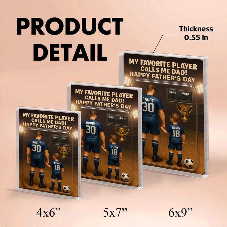 Custom Photo Soccer Dad Action Figure Pack Packaging Personalized Rectangle Acrylic Block Plaque, Father Day Gift for Dad, Gift for Husband