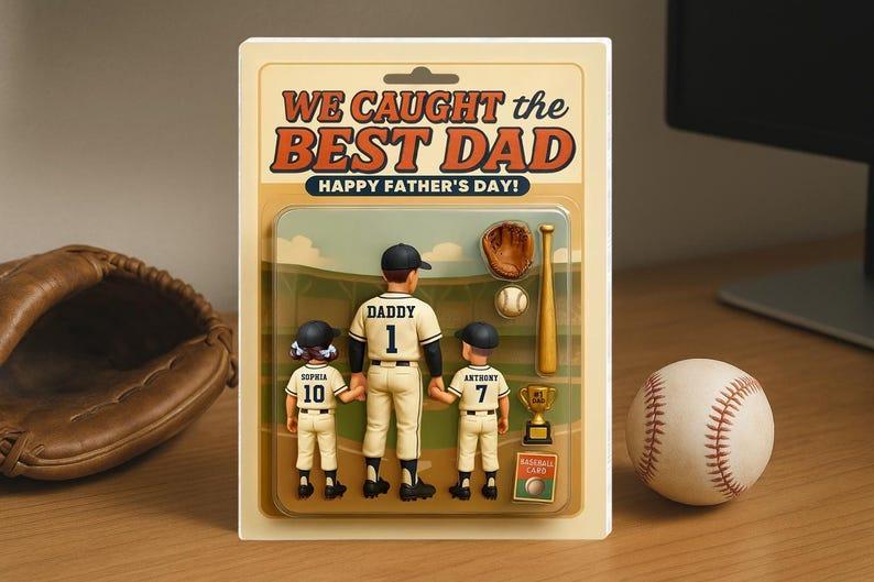 We Caught the Best Dad Baseball Custom Figure Personalized Acrylic Block Plaque, Personalized Father's Day Gift for Dad, Gifts for Husband