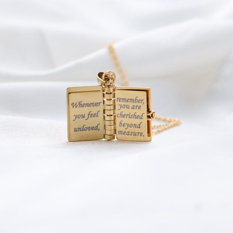 Personalized Book Locket Necklace Custom Seven Page Message Book Pendant Secret Love Letter Anniversary Gift -  NameNecklaceUK