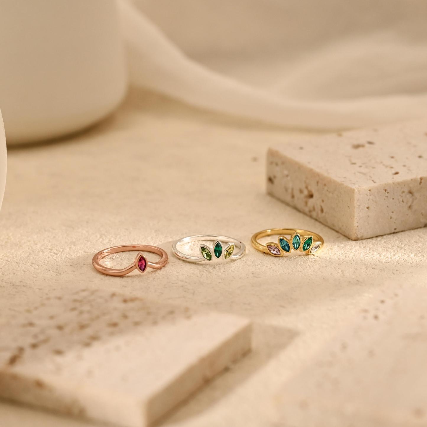 Personalized Family Birthstone Ring Custom Stackable Gemstone Ring Keepsake Gift for Mom -  NameNecklaceUK