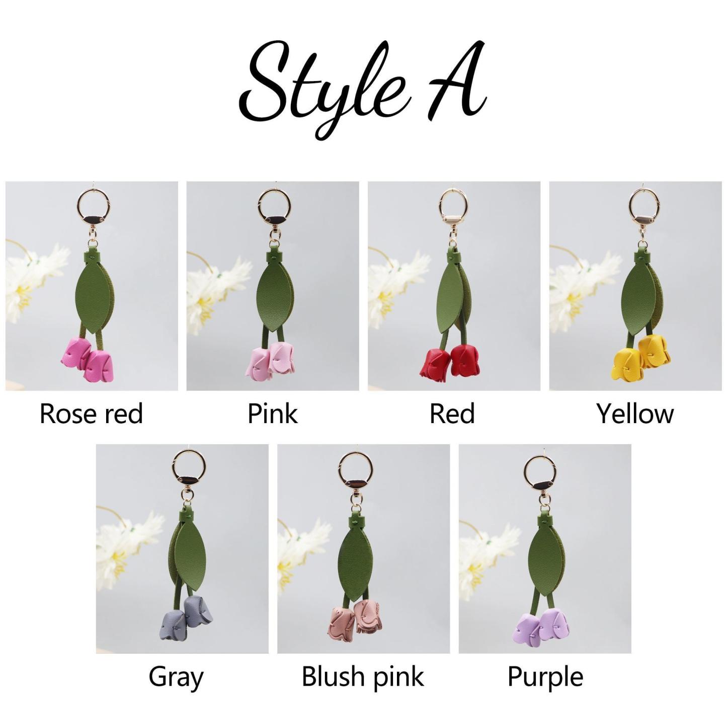 Personalized Name Tulip Keychain Custom Leather Flower Keyring  Genuine Leather Blossom Accessory Gift for Her -  NameNecklaceUK