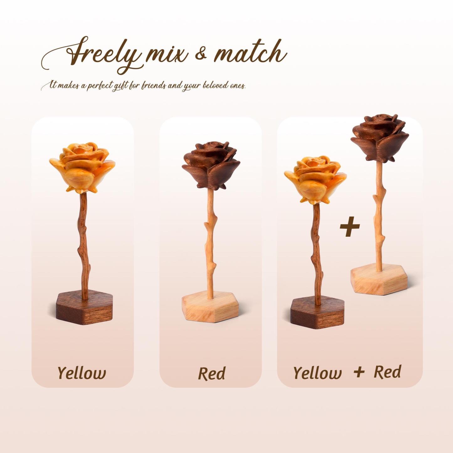 Personalized Base Text Wooden Rose Custom Date Engraved Wooden Flower Anniversary Gift for Her -  NameNecklaceUK