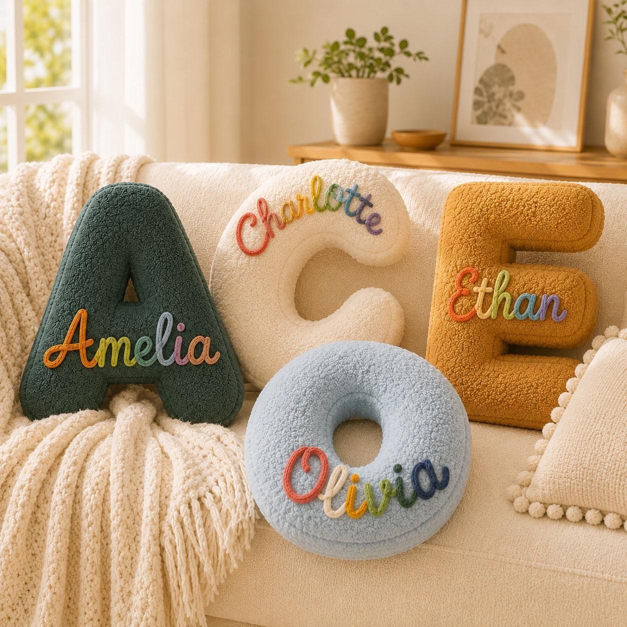 Personalized Letter Pillow Custom Name Initial Alphabet Throw Pillow Birthday Gift for Kids Home Decor Gift Housewarming Gift -  NameNecklaceUK