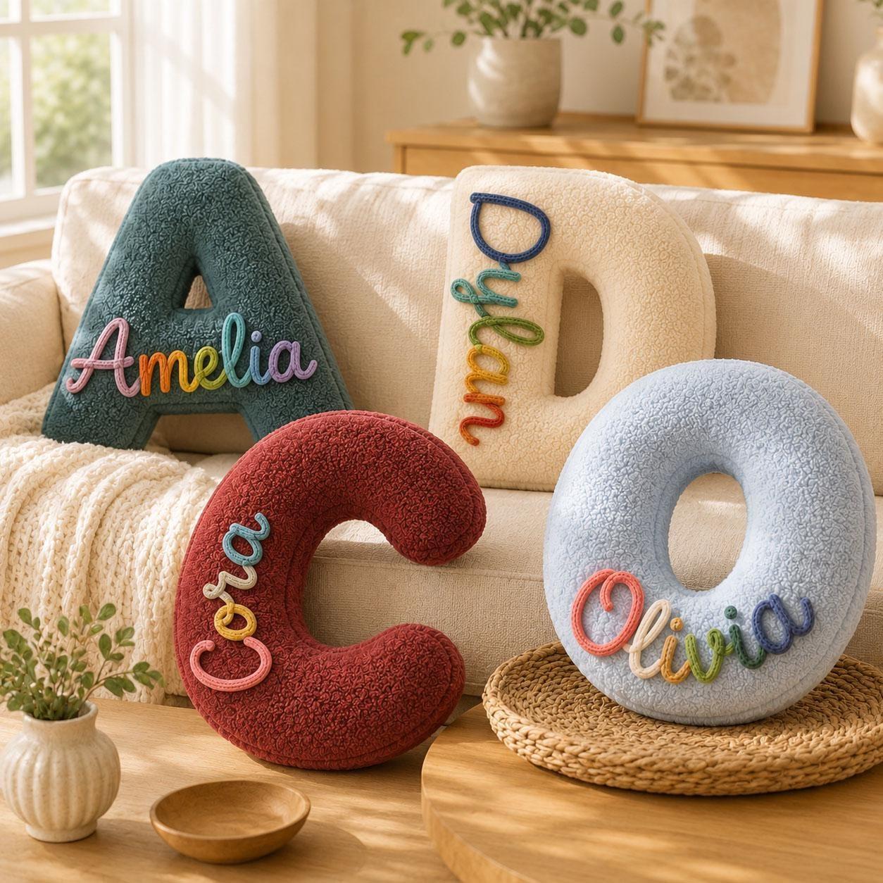 Personalized Letter Pillow Custom Name Initial Alphabet Throw Pillow Birthday Gift for Kids Home Decor Gift Housewarming Gift -  NameNecklaceUK