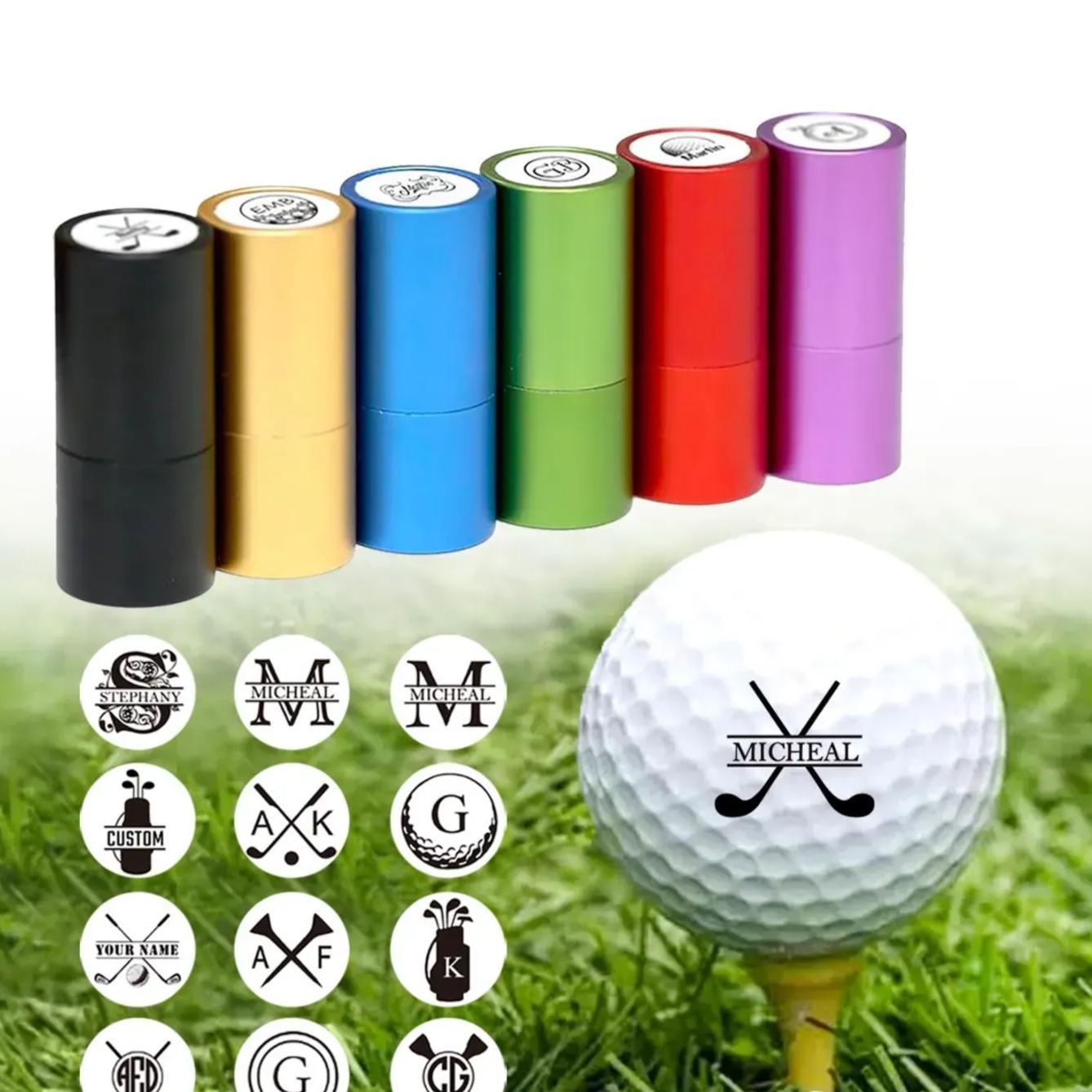 Personalized Monogrammed Initial Golf Ball Stamp with Metal Storage Box Birthday Father's Day Gift for Golf Player - namenecklace