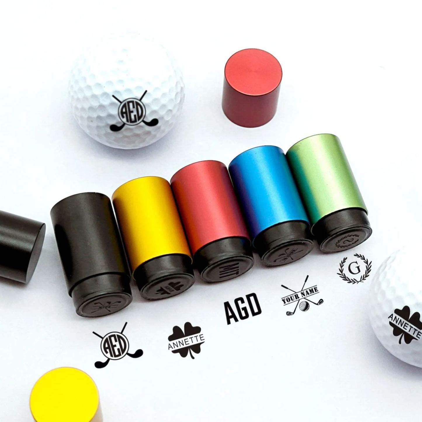 Personalized Monogrammed Initial Golf Ball Stamp with Metal Storage Box Birthday Father's Day Gift for Golf Player - namenecklace