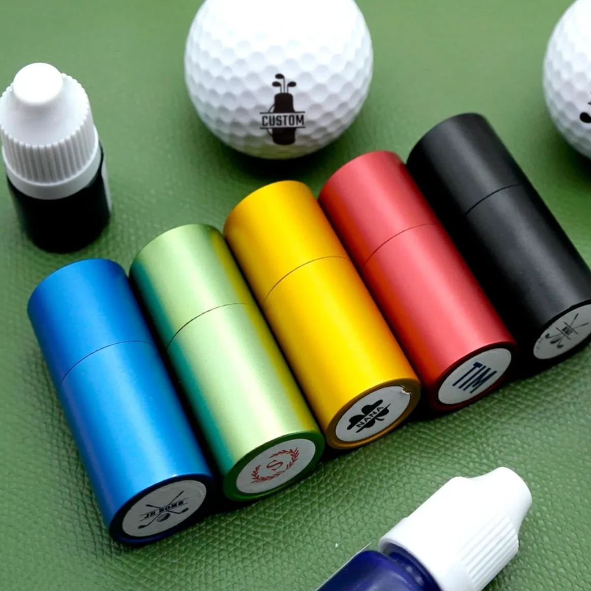 Personalized Monogrammed Initial Golf Ball Stamp with Metal Storage Box Birthday Father's Day Gift for Golf Player - namenecklace