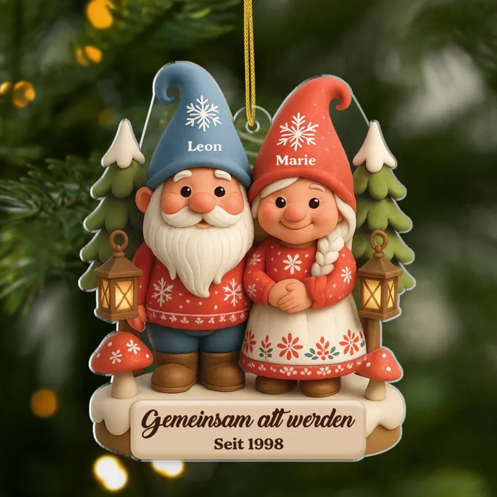 Custom Ornaments - Growing Old Together Since 3D Effect - Personalized Christmas Gifts Christmas Ornaments for Couples Christmas Tree Decoration
