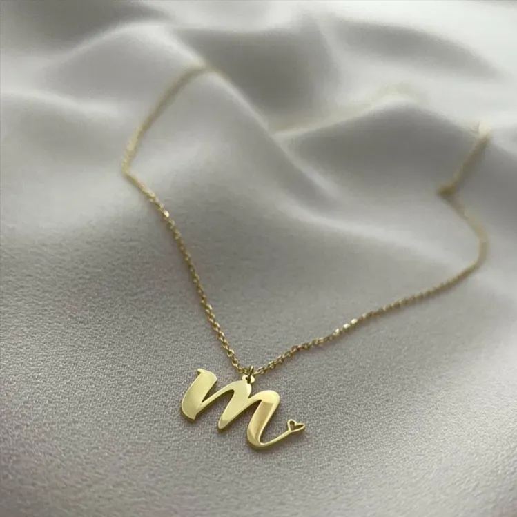 Custom Letter Necklace – Personalized Single Letter Pendant Simple Letter Necklace with Heart Accent  Gift For Women -  NameNecklaceUK