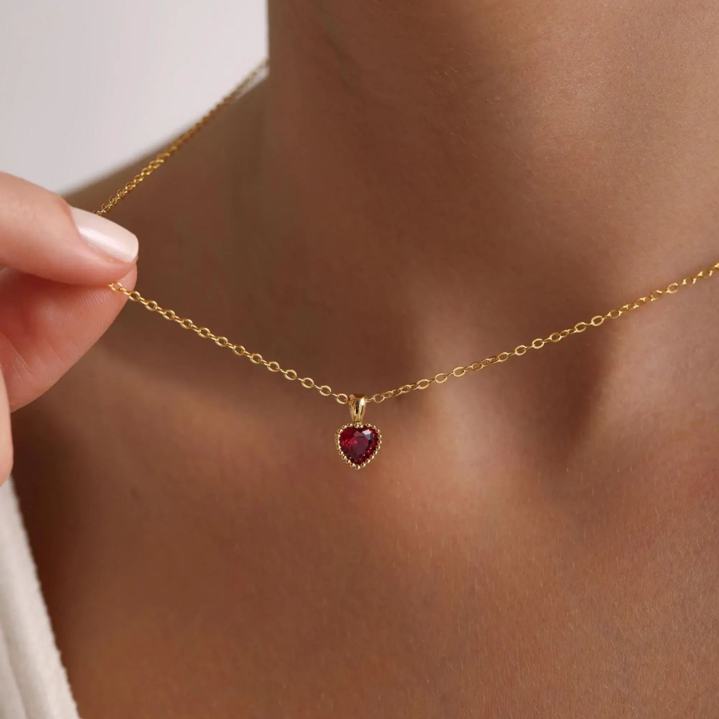 Personalized  Birthstone Necklace Custom Anniversary Birth Month Heart Necklace Valentine's Day Gift for Her -  NameNecklaceUK