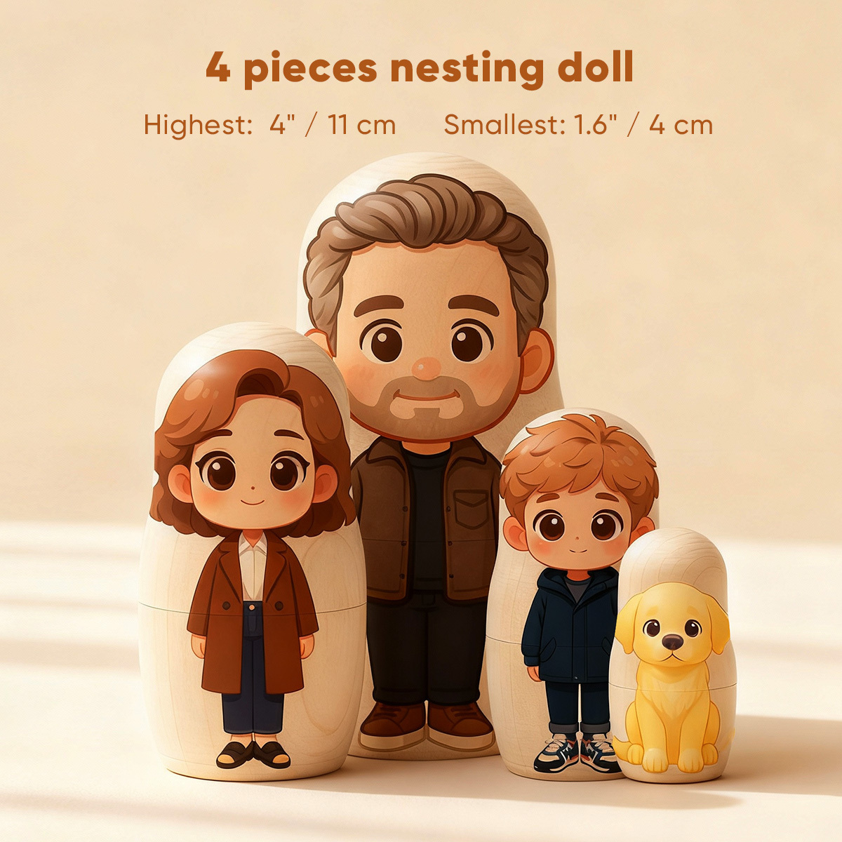 Personalized Portrait Nesting Doll Custom Photo Family Portrait Cartoon Style Gift Photo Christmas Gift -  NameNecklaceUK