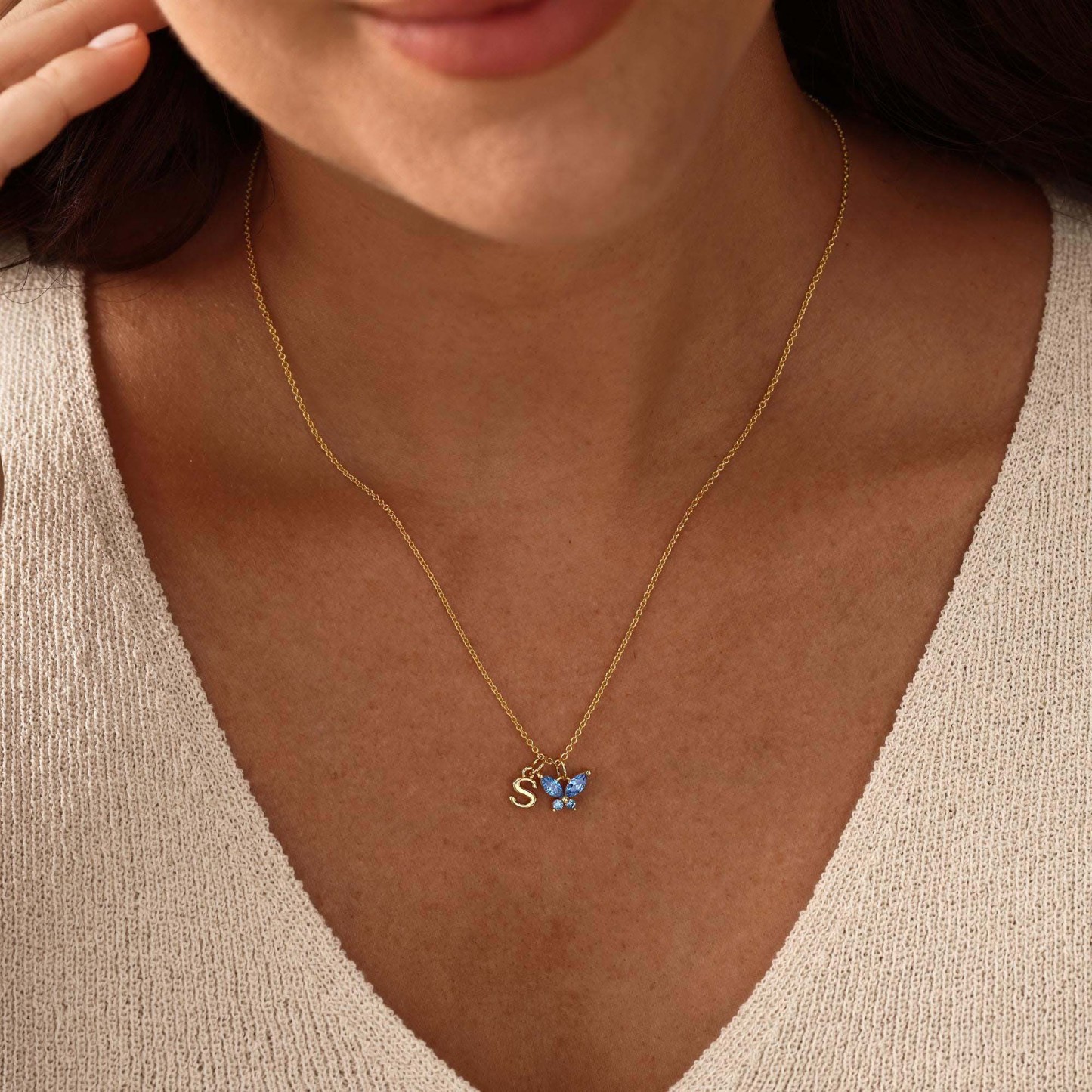 Personalized Butterfly Birthstone Initial Necklace Custom Monogram Jewelry Birthday Gift for Her -  NameNecklaceUK
