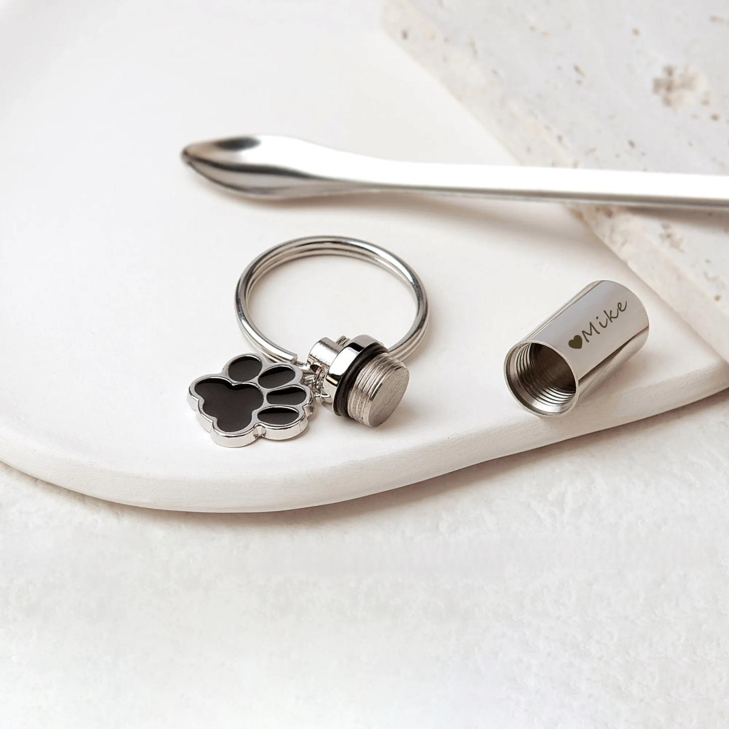 Personalized Pet Ashes Cylinder Name Keychain Custom Engraved Paw Print Urn Keepsake Memorial Ashes Cylinder Token Gift For Pet Loss -  NameNecklaceUK
