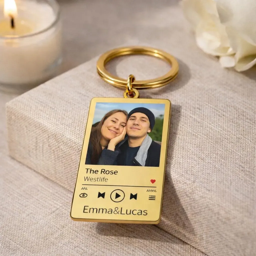 Custom Music Player Photo Keychain Personalized Song Cover Art Keyring Romantic Couple Gift Valentine's Day Gifts -  NameNecklaceUK