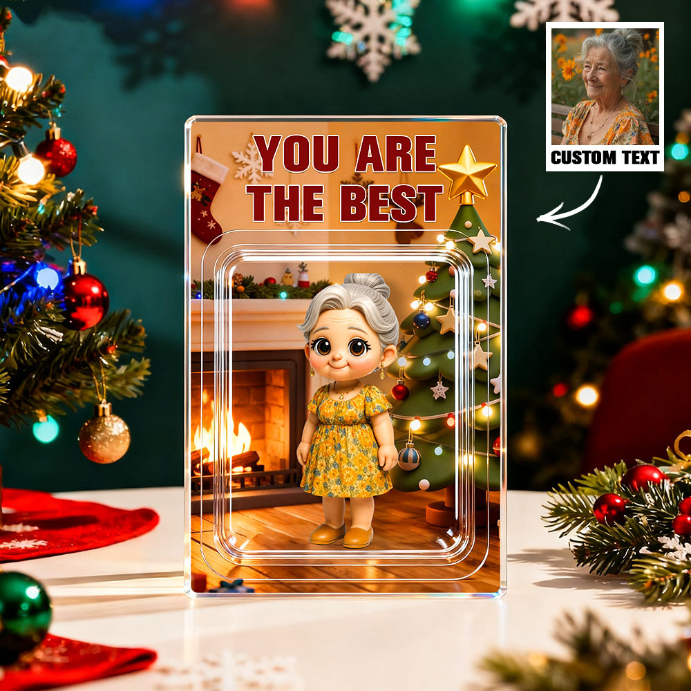 Custom Cartoon Photo Acrylic Plaque Personalized Engraved Message & Anime Portrait Acrylic Block Christmas Gift for Family -  NameNecklaceUK