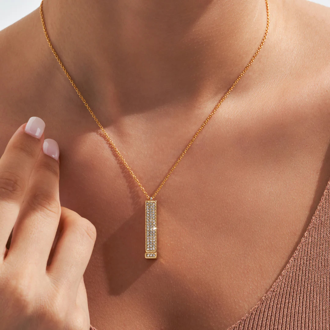 Custom Engraved Bar Necklace with Zircon Personalized Vertical Bar Necklace Hide Message Necklace Surprise Gift for Her