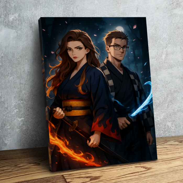 Personalized Canvas Japanese Anime Warrior Style Portrait Custom Photo Anime Style Canvas Art Taisho Era Portrait Print Japanese Manga Style Canvas -  NameNecklaceUK