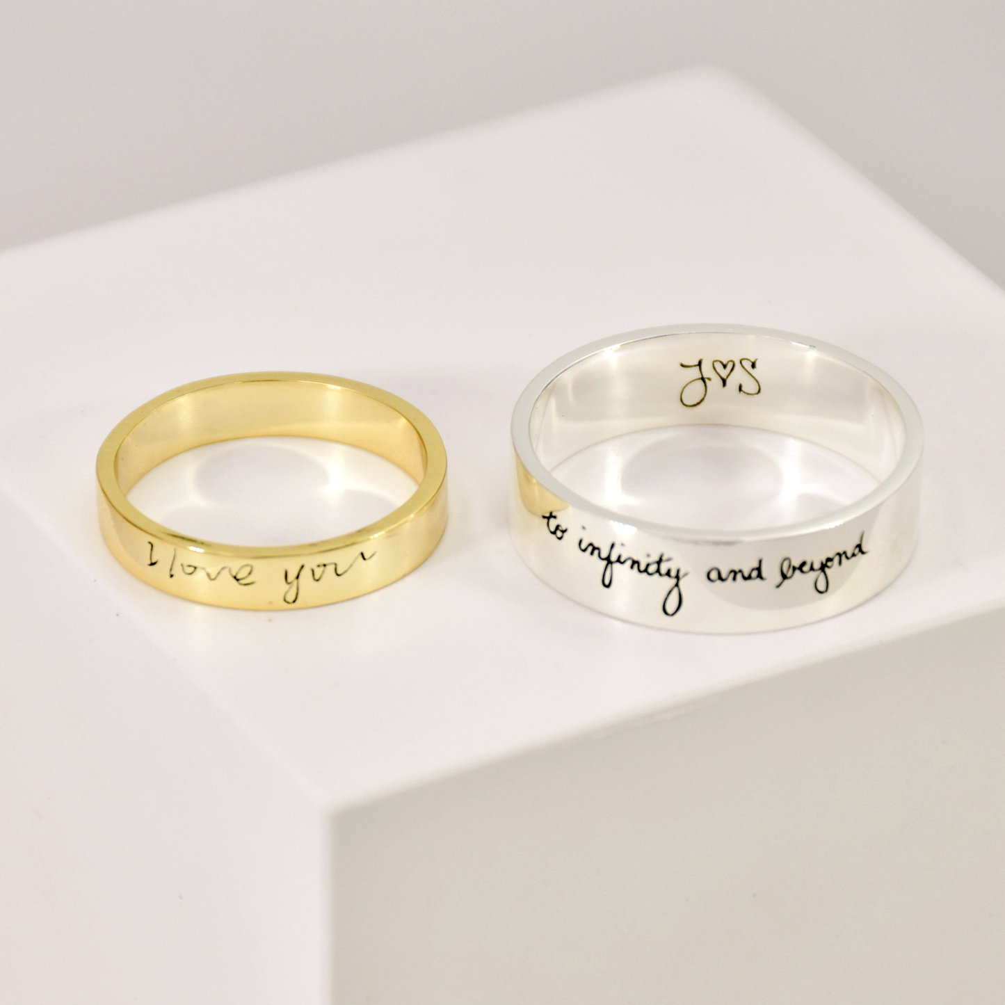 Personalized Stainless Steel Handwriting Ring for Couples Custom Actual Handwriting Engraved Band Inside and Out Valentine's Day Gifts -  NameNecklaceUK