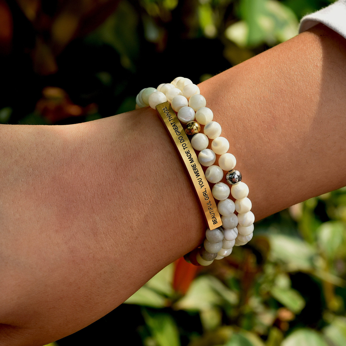 Valentine's Day Gifts Personalized Stone Bracelet with Custom Engraving Custom Message Stone Bead Bracelet for Him and Her -  NameNecklaceUK