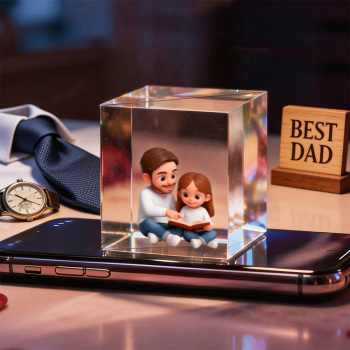 3D Cartoon Double-Person  Hologram Video Boxes | Father's Day High-Transmittance Holographic Material Image Gift For DaD -  NameNecklaceUK