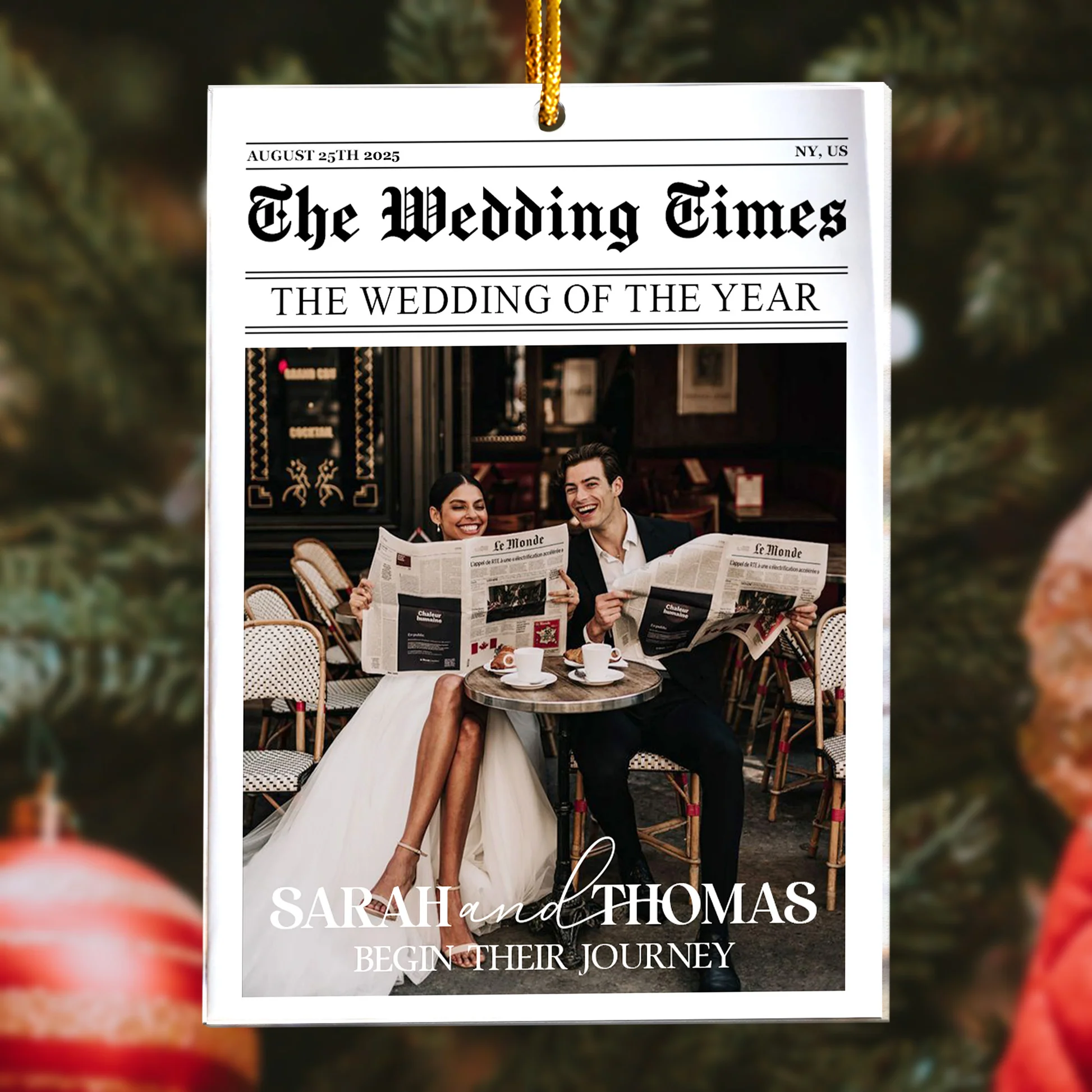 Custom Christmas Couples Gifts The Wedding Of The Year Newlywed Couples Personalized Photo Ornament