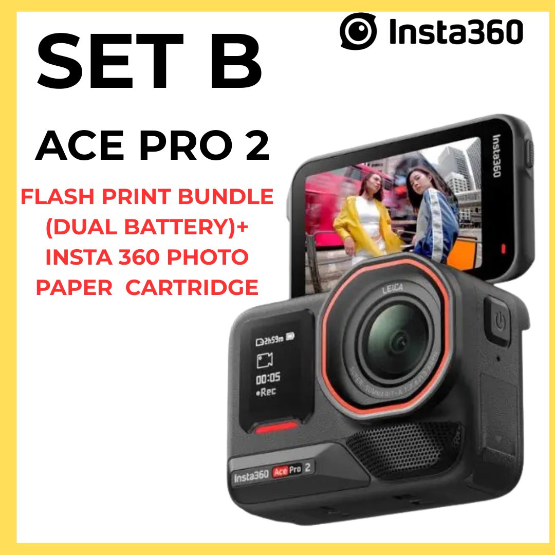 Insta360 Ace Pro 2 Flash Print Bundle (Dual Battery) + Insta360 Photo Paper Cartridge