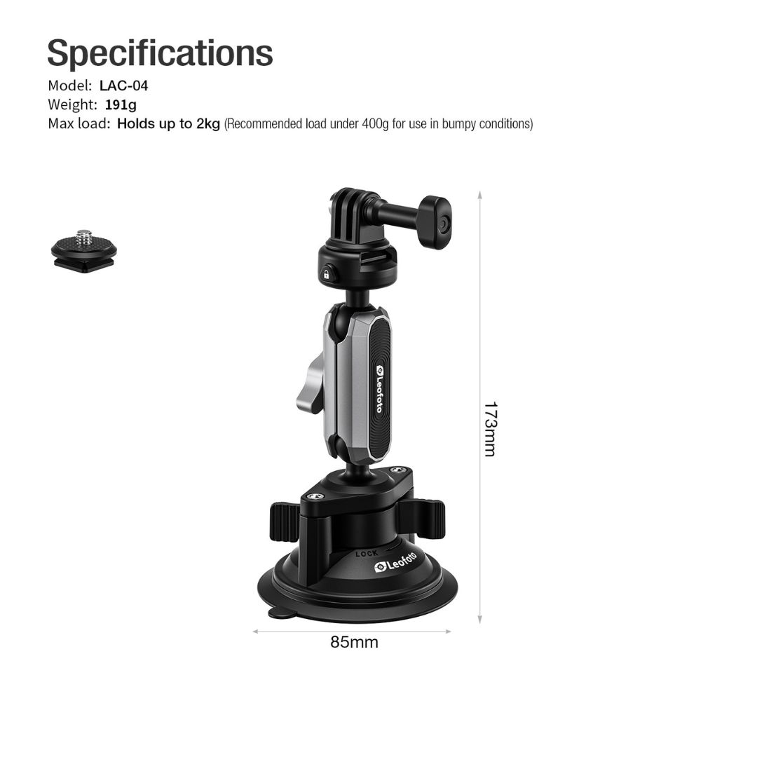 Leofoto LAC-04  Action Camera Suction Cup Mount