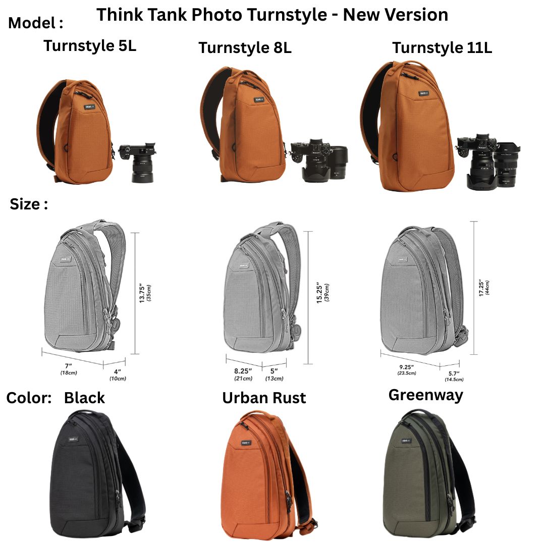 Think Tank Photo Turnstyle 11L Fits 1 body (ungripped) and 2 to 3 lenses; 1 to 2 zooms