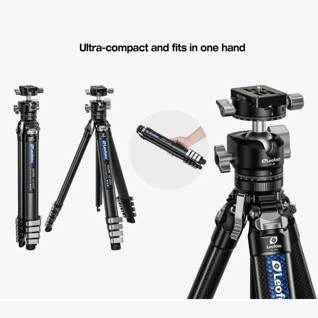 Leofoto AZ-235C+LH-30R Azure Series Ultra-Compact Carbon Fibre Tripod